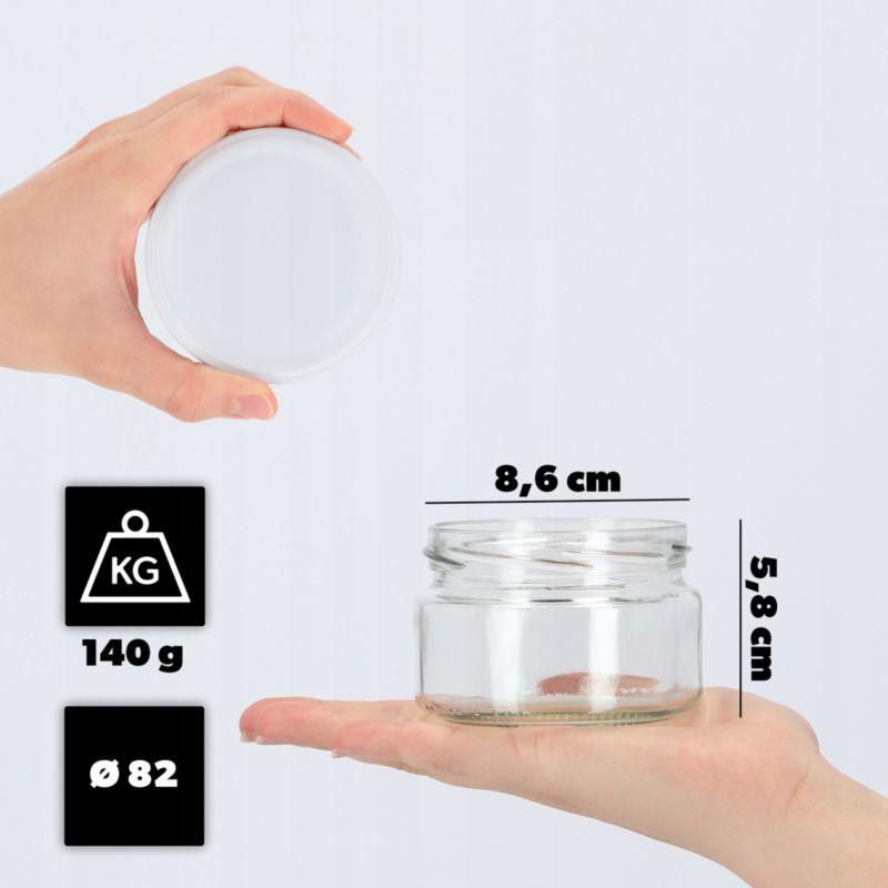Słoik KADAX Słoiki 250ml Szklany Na Przetwory Dżem miód + Zakrętki Fi82 50 szt.