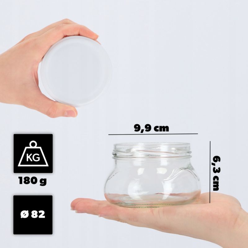 Słoik KADAX Słoiki 300ml Szklany Na Przetwory miód Dżem + Zakrętki Fi82 10 szt.