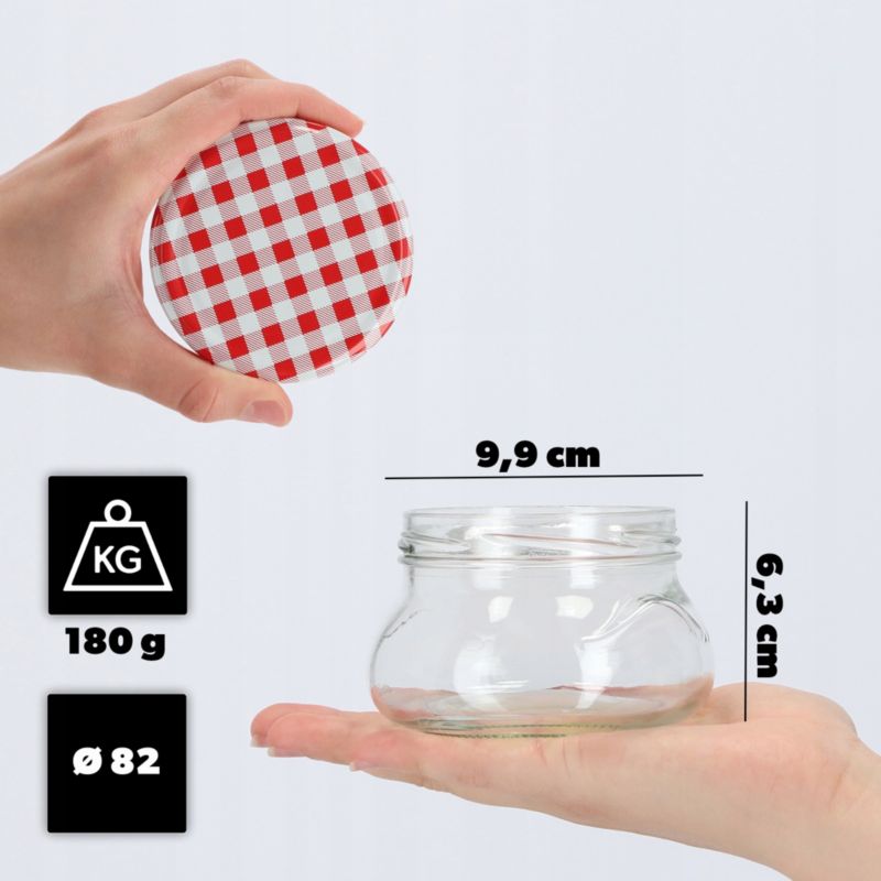 Słoik KADAX Słoiki 300ml Szklany Na Przetwory miód Dżem + Zakrętki Fi82 50 szt.