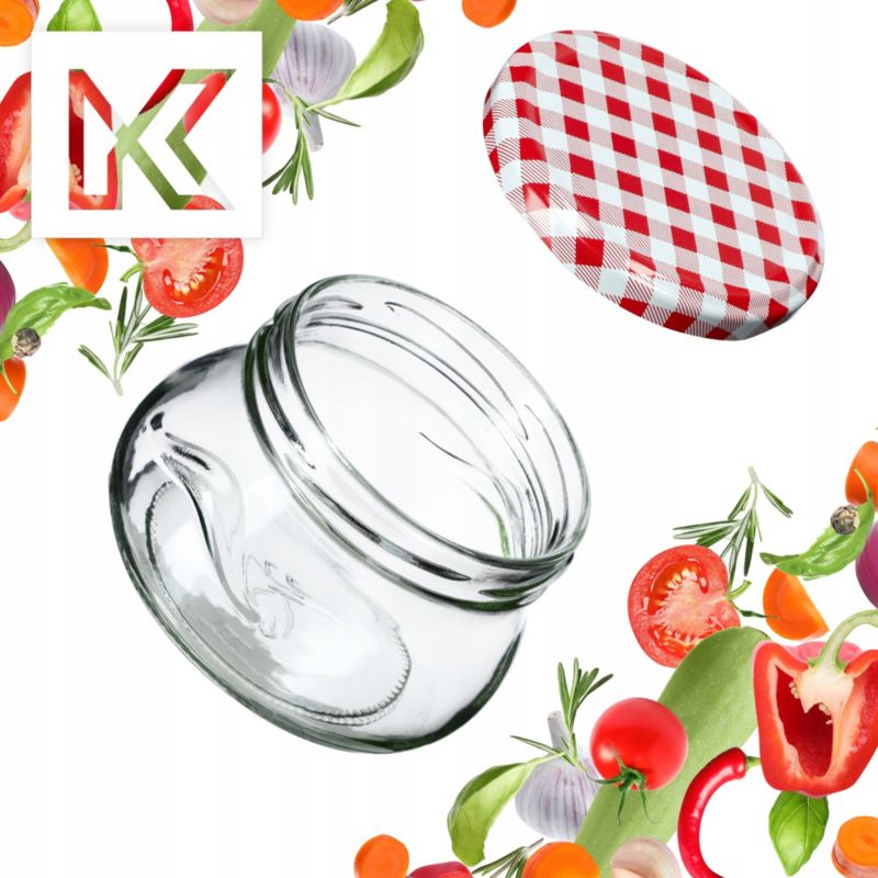 Słoik KADAX Słoiki 300ml Szklany Na Przetwory miód Dżem + Zakrętki Fi82 50 szt.