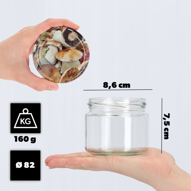 Słoik KADAX Szklany 330ml Słoiki Na Przetwory Dżem miód Zakrętki Fi82 50 szt.
