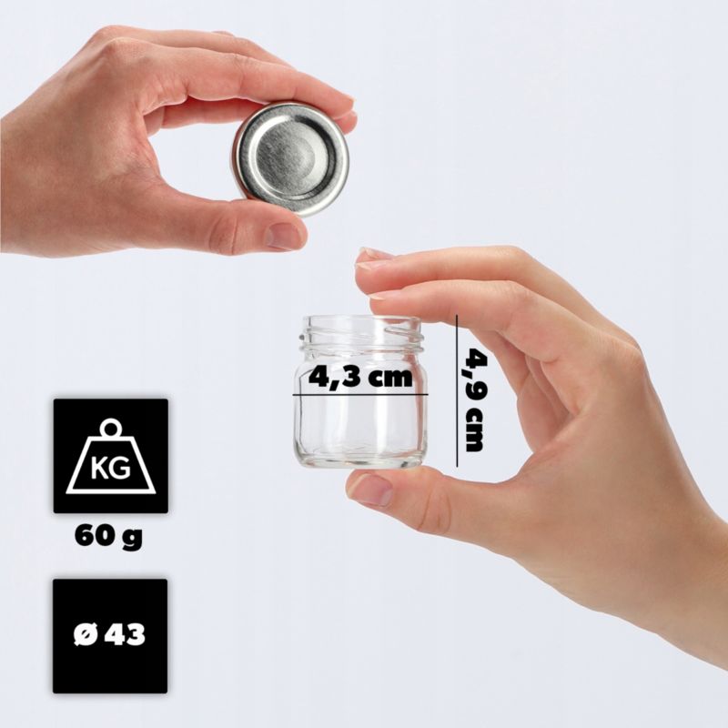 Słoik KADAX Szklany Słoiczek 40ml Na miód Przyprawy Prezent + Zakrętki 10 szt.