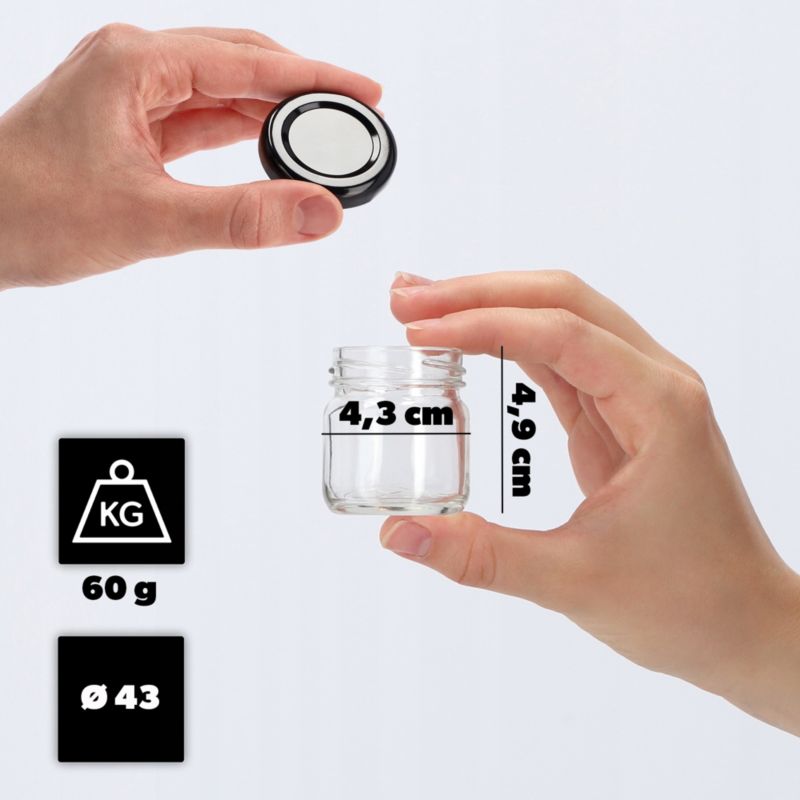 Słoik KADAX Szklany Słoiczek 40ml Na miód Przyprawy Prezent + Zakrętki 10 szt.