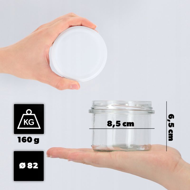 Słoik KADAX Szklany Słoiki 235ml Na Przetwory Dżem Pasztet Wieczka Fi82 10 szt.