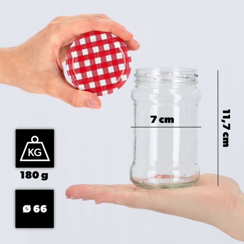 Słoiki KADAX Na Przetwory 315ml Słoik Szklany Dżem miód + Zakrętki Fi66 50 szt.