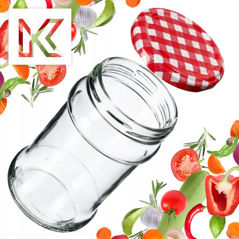Słoiki KADAX Na Przetwory 315ml Słoik Szklany Dżem miód + Zakrętki Fi66 50 szt.