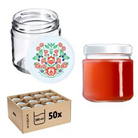 Słoiki KADAX Słoik 200ml Szklany Przetwory Dżem miód + Zakrętki Fi66 50 szt.
