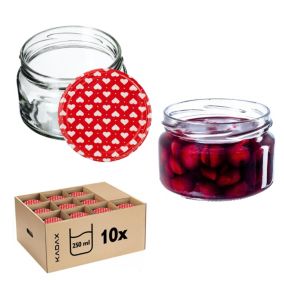 Słoiki KADAX Słoik 250ml Szklany Na Przetwory Dżem miód + Zakrętki Fi82 10 szt.