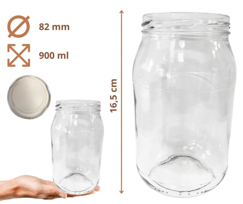 Słoiki MODO24 900ml 0,9l miód ogórki małosolne salatki zakrętki 82mm PZH 30 kpl.