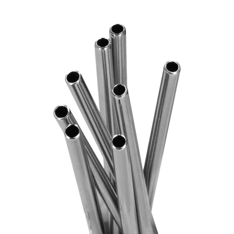 Słomki metalowe wielorazowe Springos 8 szt. 21,5 cm zestaw ze szczotkami i etui stal nierdzewna 1 kpl.