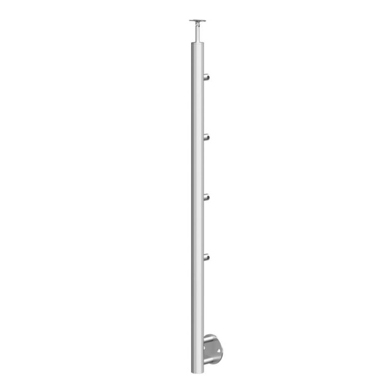 Słupek balustrady AVIS do montażu bocznego fi42,4 x 1170 mm dla rurki fi12,0 mm, stal nierdzewna, szlifowany, 1 szt.