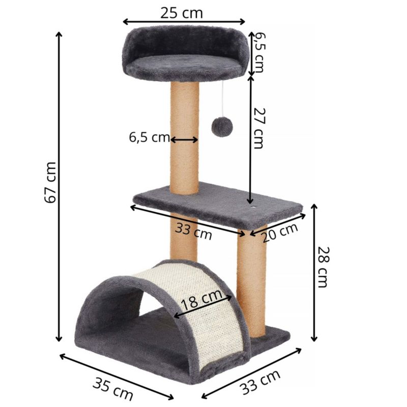 Słupek do drapania dla kota Springos sizal drapak 3 poziomy 67 cm 1 szt.