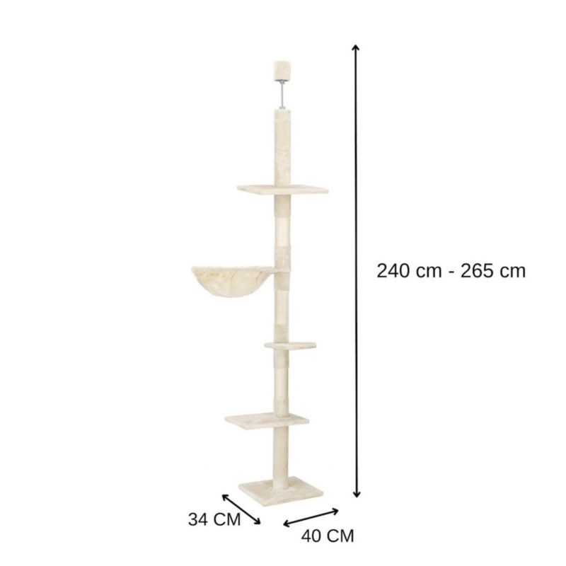 Słupek do drapania dla kota Springos sufitowy sizal drapak 245 - 260 cm kremowy 1 szt.