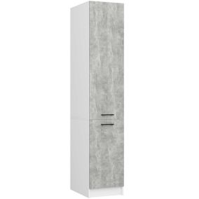 Słupek kuchenny Akord Oliwia Biały 40 cm 2 drzwi fronty kolor Beton mat 6 półek 40x57x205 cm 1 szt.