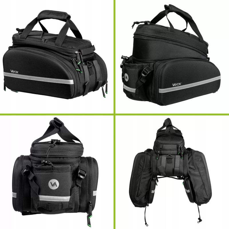 Sakwa rowerowa na bagażnik Vayox VA0346 z kieszeniami bocznymi 10L-35L czarna 1szt.