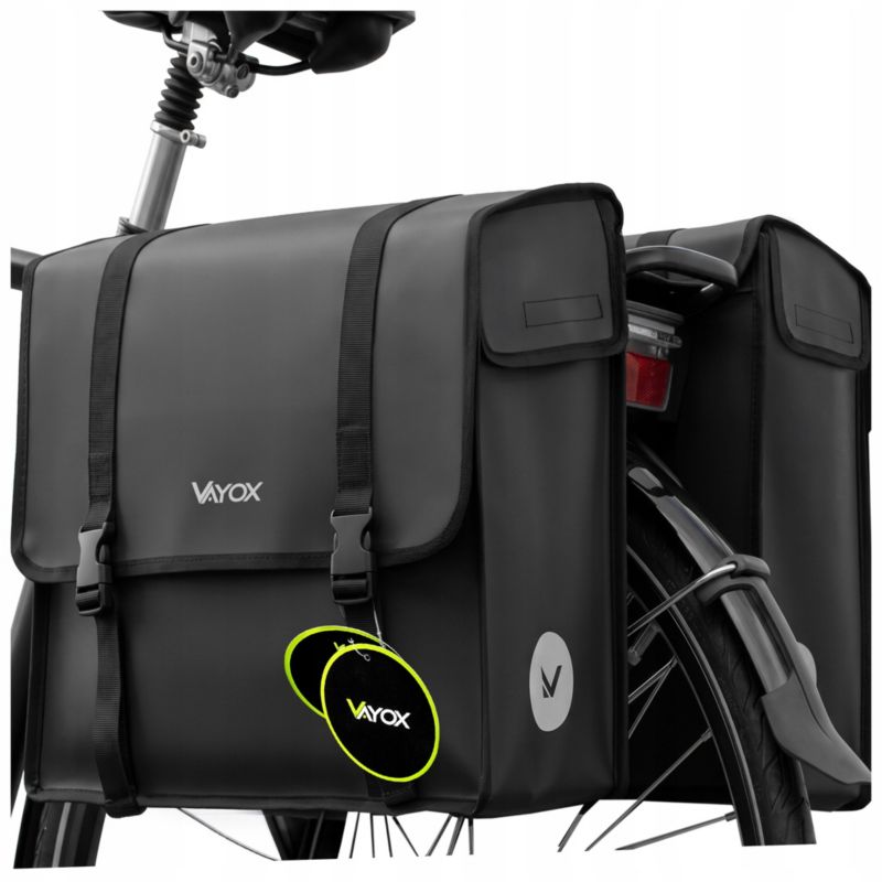 Sakwa rowerowa Vayox VA0446 40L na bagażnik, PVC, podwójna z uchwytem, czarna 1szt.