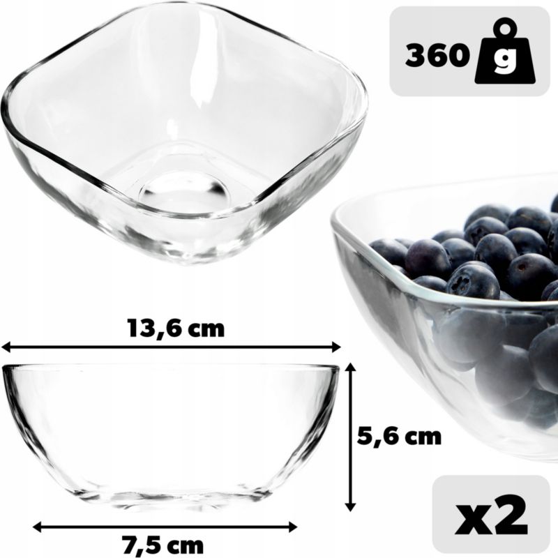 Salaterka KADAX Szklana Na Owoce Przekąski 13,5cm 2szt