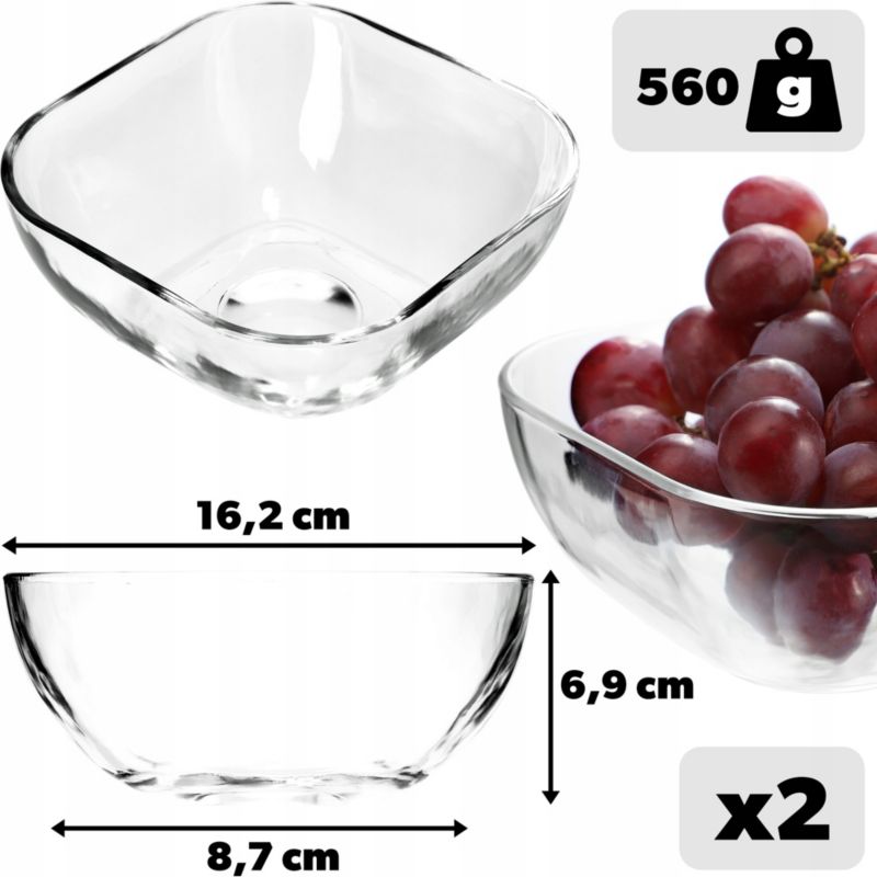 Salaterka KADAX Szklana Na Owoce Przekąski 16cm 2szt
