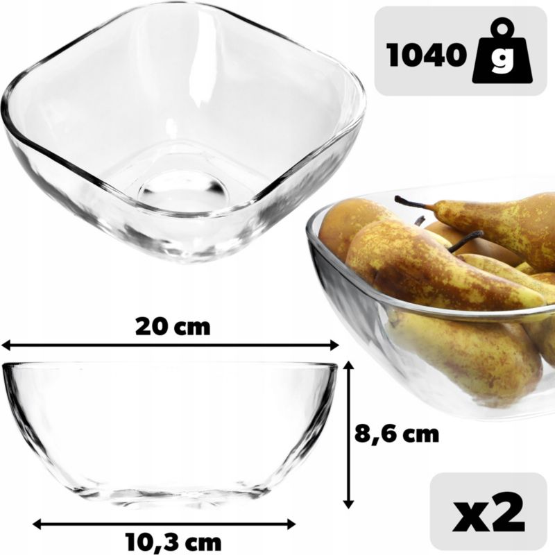 Salaterka KADAX Szklana Na Owoce Sałatkę 20cm 2szt