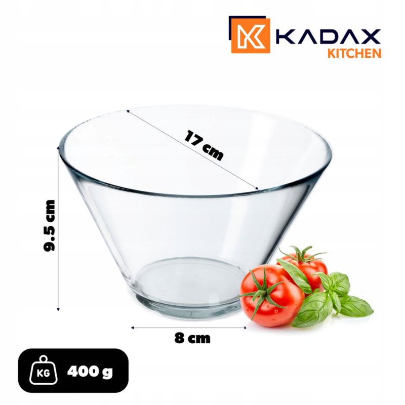 Salaterka KADAX Szklana Na Sałatkę Przekąski 17cm 2szt