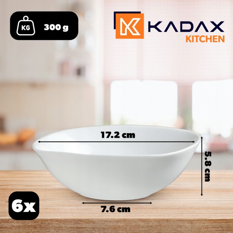 Salaterki KADAX Szklane Białe Do Zupy Przekąsek 19cm 6szt