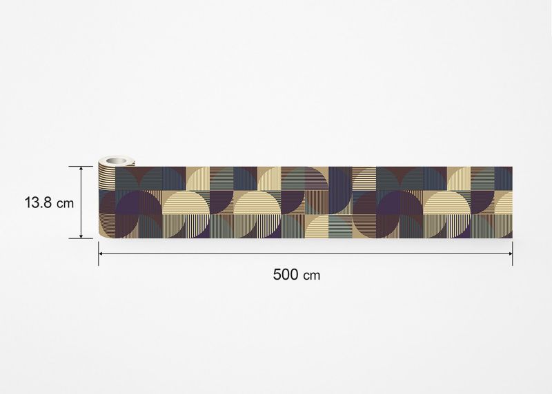 samoprzylepna bordiura tapetowa Sanders & Sanders koła w stylu Bauhaus ciemnoniebieski i beżowy 10 x 500 cm - 1 szt.