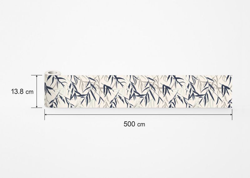 samoprzylepna bordiura tapetowa Sanders & Sanders liście ciemnoniebieski i beżowy 10 x 500 cm - 1 szt.
