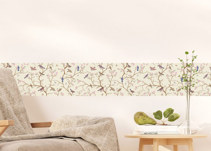 samoprzylepna bordiura tapetowa Sanders & Sanders ptaki beżowy i brązowy 10 x 500 cm - 1 szt.