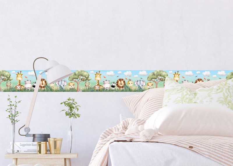 samoprzylepna bordiura tapetowa Sanders & Sanders zwierzęta dżungli  10 x 500 cm - 1 szt.