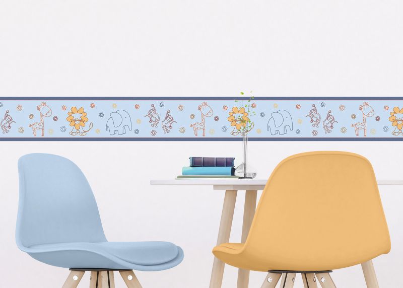 samoprzylepna bordiura tapetowa Sanders & Sanders zwierzęta niebieski 10 x 500 cm - 1 szt.