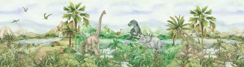 samoprzylepna granica tapety Sanders & Sanders dinozaury zielonym 500 x 13.8 cm - 1 szt.