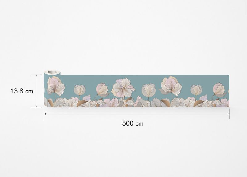 samoprzylepna granica tapety Sanders & Sanders kwiatowy wzór jasnoniebieskim,beżowymIzłotym 10 x 500 cm - 1 szt.