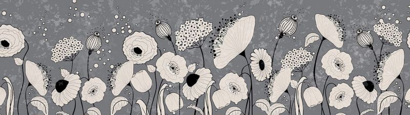 samoprzylepna granica tapety Sanders & Sanders kwiaty czarno-białymIciemnoszarym 10 x 500 cm - 1 szt.