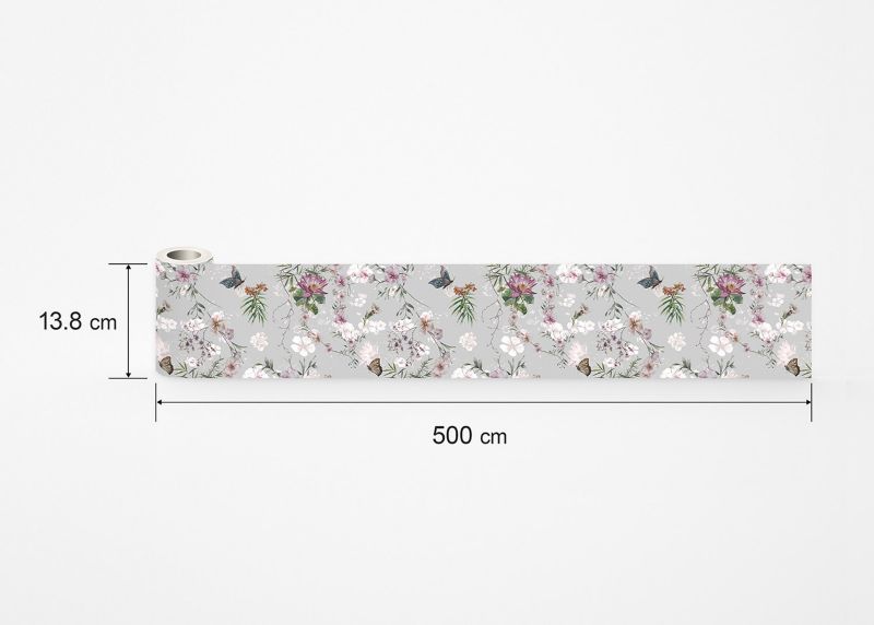 samoprzylepna granica tapety Sanders & Sanders kwiaty i motyle szarym,białymIfioletowym 10 x 500 cm - 1 szt.