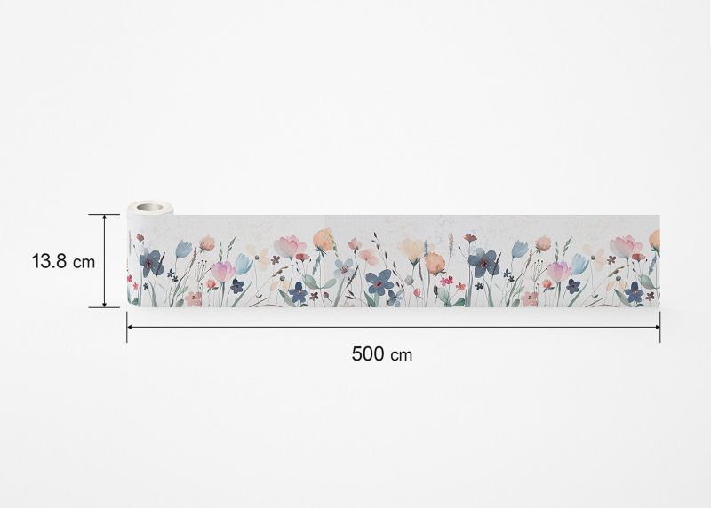 samoprzylepna granica tapety Sanders & Sanders kwiaty polne białym,niebieskimIzielonym 10 x 500 cm - 1 szt.