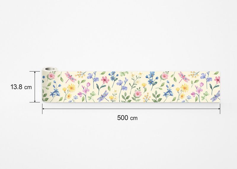 samoprzylepna granica tapety Sanders & Sanders kwiaty żółtym,niebieskimIróżowym 10 x 500 cm - 1 szt.