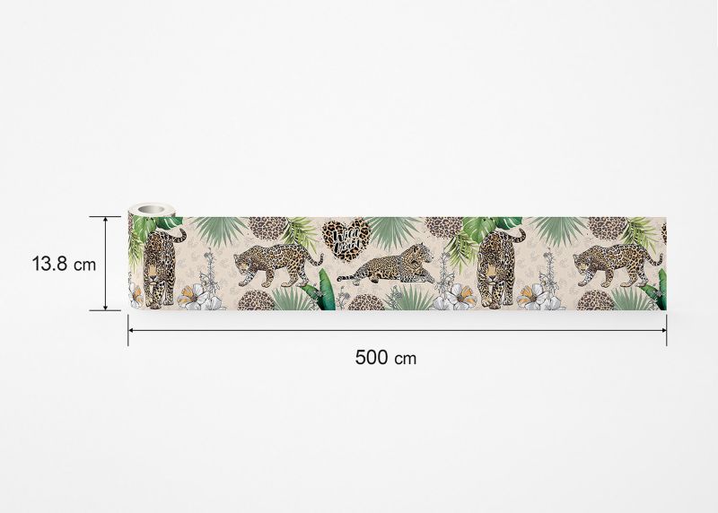 samoprzylepna granica tapety Sanders & Sanders lampart beżowymIzielonym 10 x 500 cm - 1 szt.