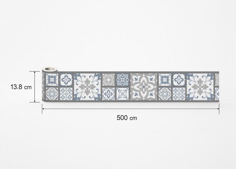 samoprzylepna granica tapety Sanders & Sanders motyw płytek szarymIniebieskim 10 x 500 cm - 1 szt.