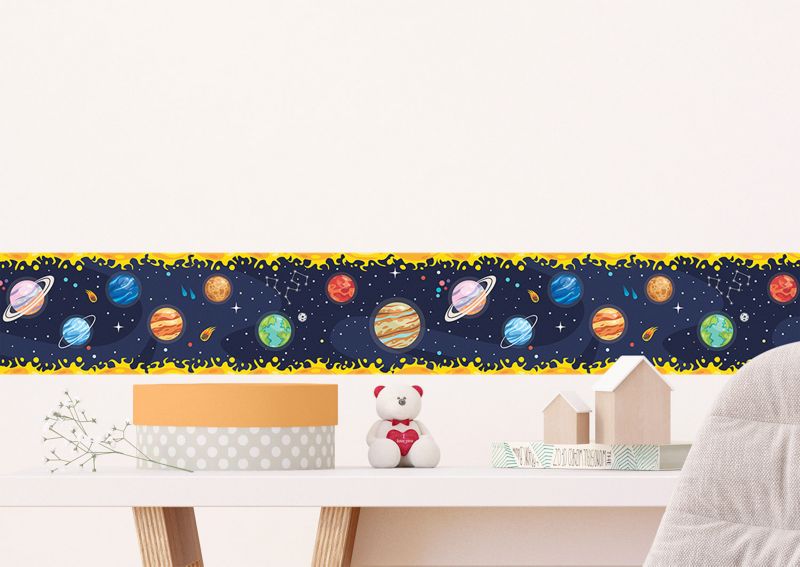 samoprzylepna granica tapety Sanders & Sanders planety w kosmosie niebieskimIw wielu kolorach 10 x 500 cm - 1 szt.