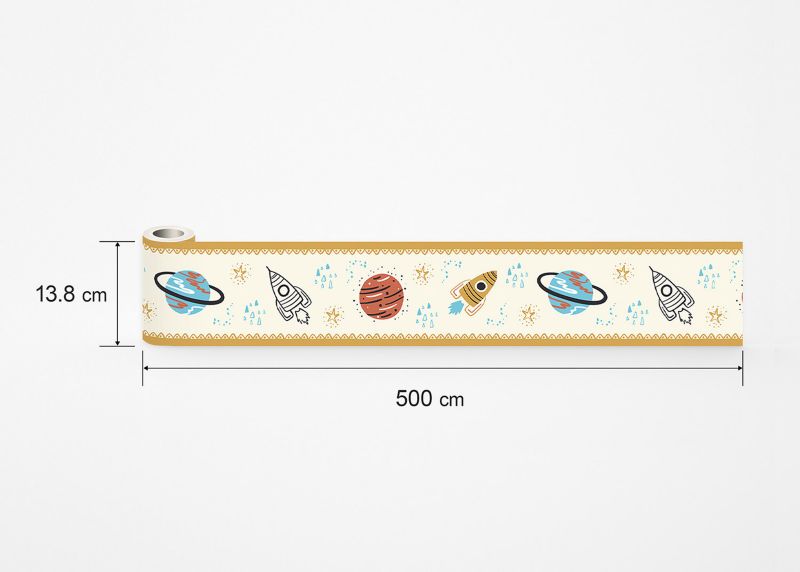 samoprzylepna granica tapety Sanders & Sanders planety w kosmosie żółtym 10 x 500 cm - 1 szt.