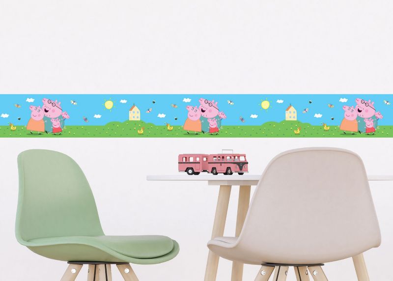 samoprzylepna granica tapety Sanders & Sanders świnka Peppa zielonym,niebieskimIróżowym 500 x 9.7 cm - 1 szt.