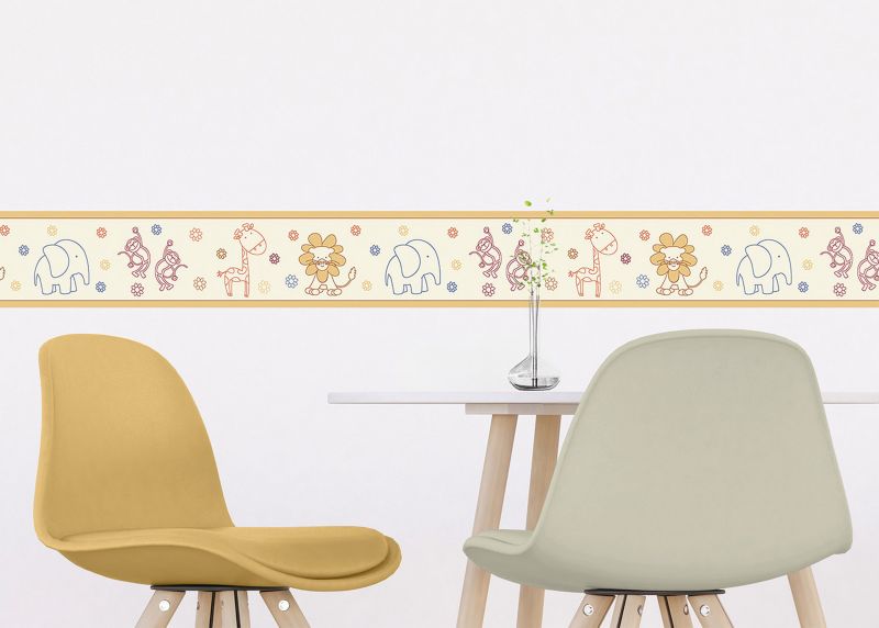 samoprzylepna granica tapety Sanders & Sanders Zwierząt żółtym 10 x 500 cm - 1 szt.