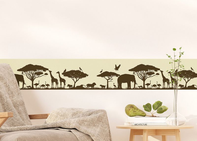 samoprzylepna granica tapety Sanders & Sanders Zwierząt żółtymIbrązowym 10 x 500 cm - 1 szt.