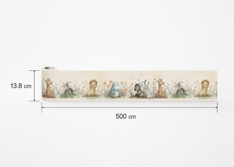 samoprzylepna granica tapety Sanders & Sanders zwierzęta dżungli beżowym,zielonymIżółtym 10 x 500 cm - 1 szt.