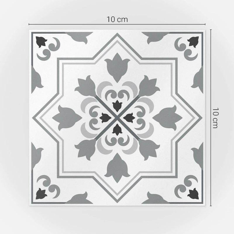 Samoprzylepna naklejka na kafle Wallfluent 10x10 cm Kwiatowe motywy w układzie wodoodporne 24 szt.
