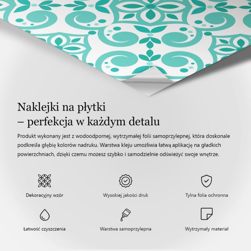 Samoprzylepna naklejka na kafle Wallfluent 10x10 cm Kwiatowe motywy w układzie wodoodporne 24 szt.