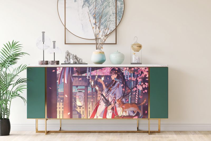 Samoprzylepna okleina Tulup 100x50 cm Anime dziewczyna i kot 1 szt.
