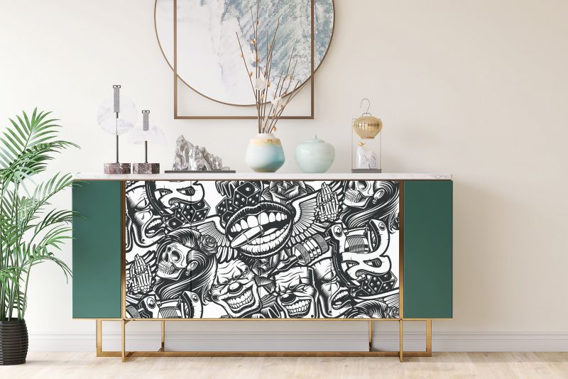 Samoprzylepna okleina Tulup 100x50 cm Czaszki tatuaż 1 szt.