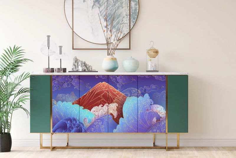 Samoprzylepna okleina Tulup 100x50 cm Góry fale w stylu azjatyckim 1 szt.