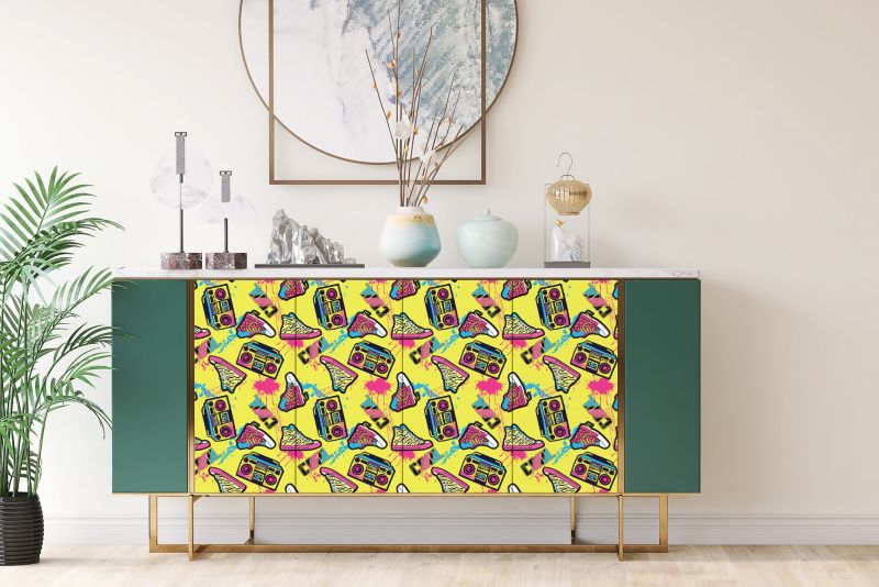 Samoprzylepna okleina Tulup 100x50 cm Retro boombox trampki 1 szt.